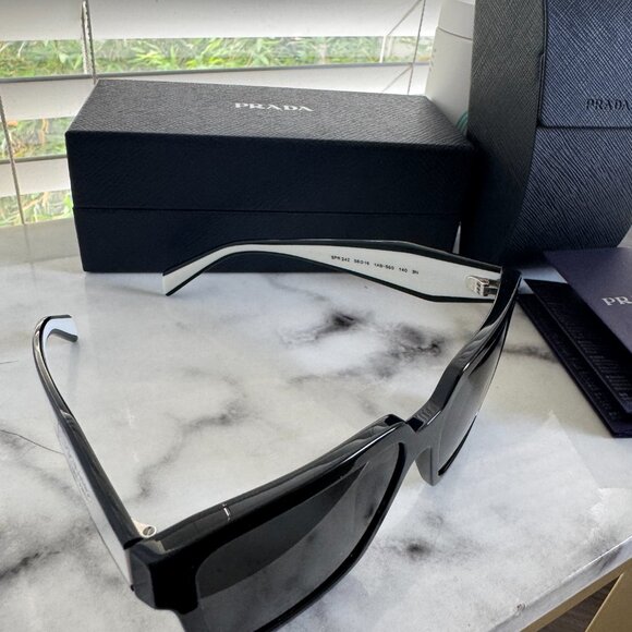 SOLD! PRADA PR 24ZS 56 Women's Square Sunglasses - Black/Gray - New in Box - Picture 12 of 13